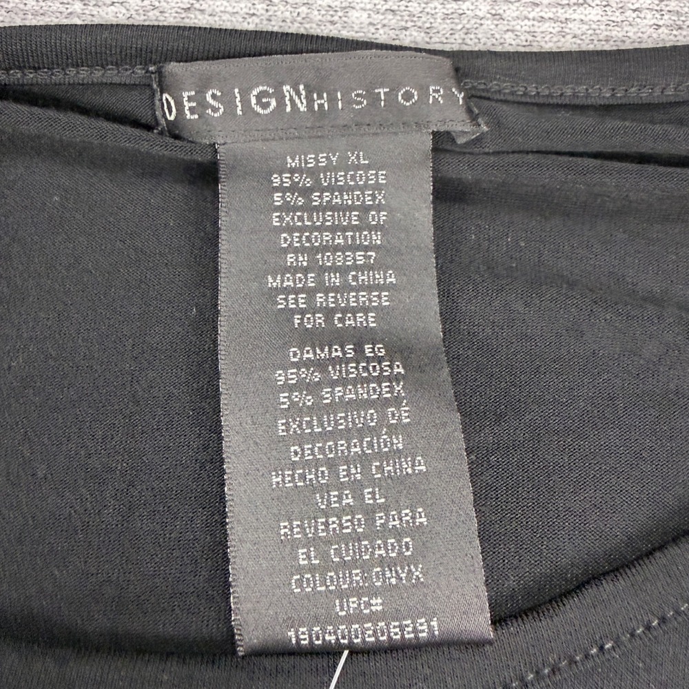 Design History Onyx Black Embellished Studded Neckline Top Missy XL MSRP $48 - Picture 5 of 12